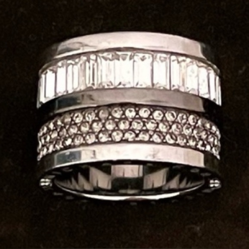 Michael Kors Black and Silver Band Ring